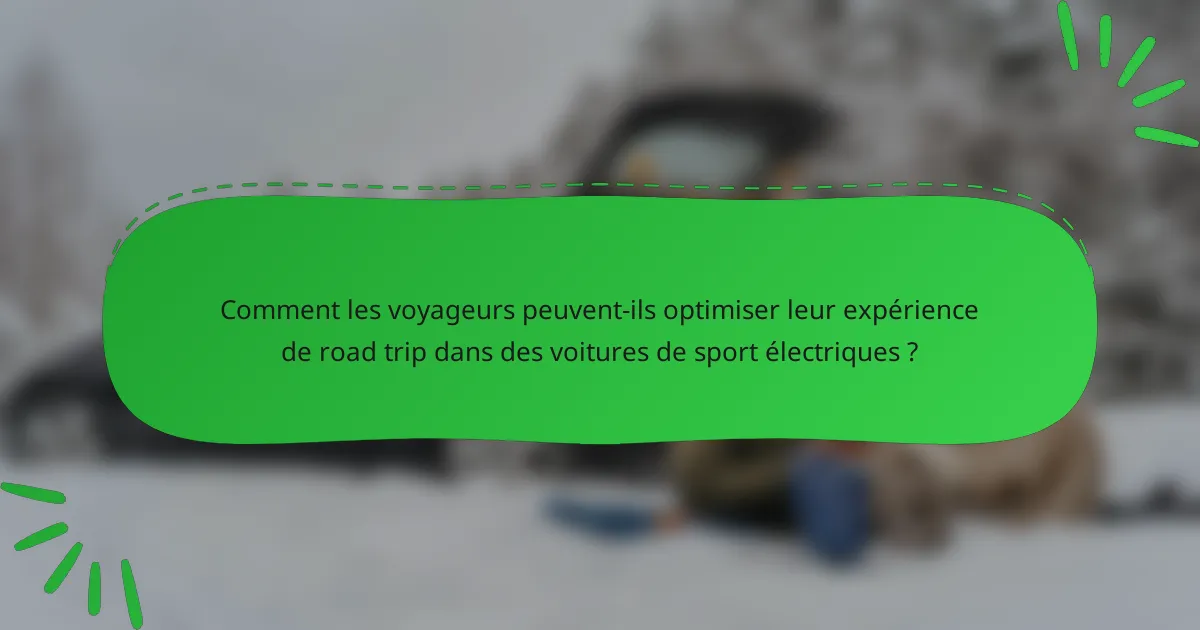 Comment les voyageurs peuvent-ils optimiser leur expérience de road trip dans des voitures de sport électriques ?