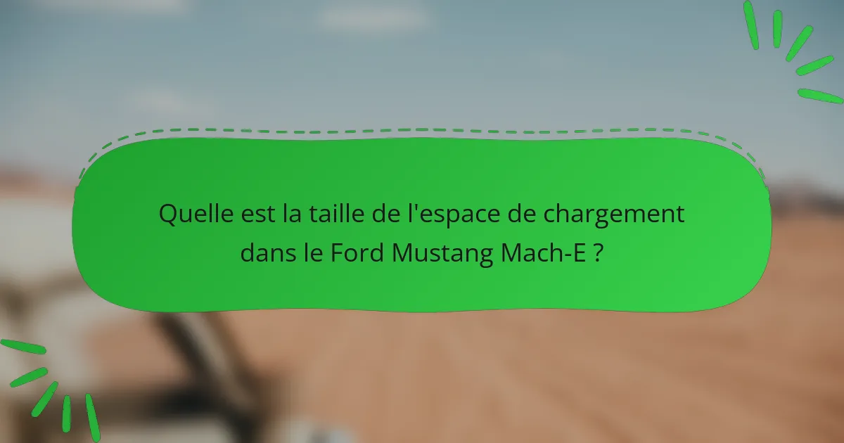 Quelle est la taille de l'espace de chargement dans le Ford Mustang Mach-E ?