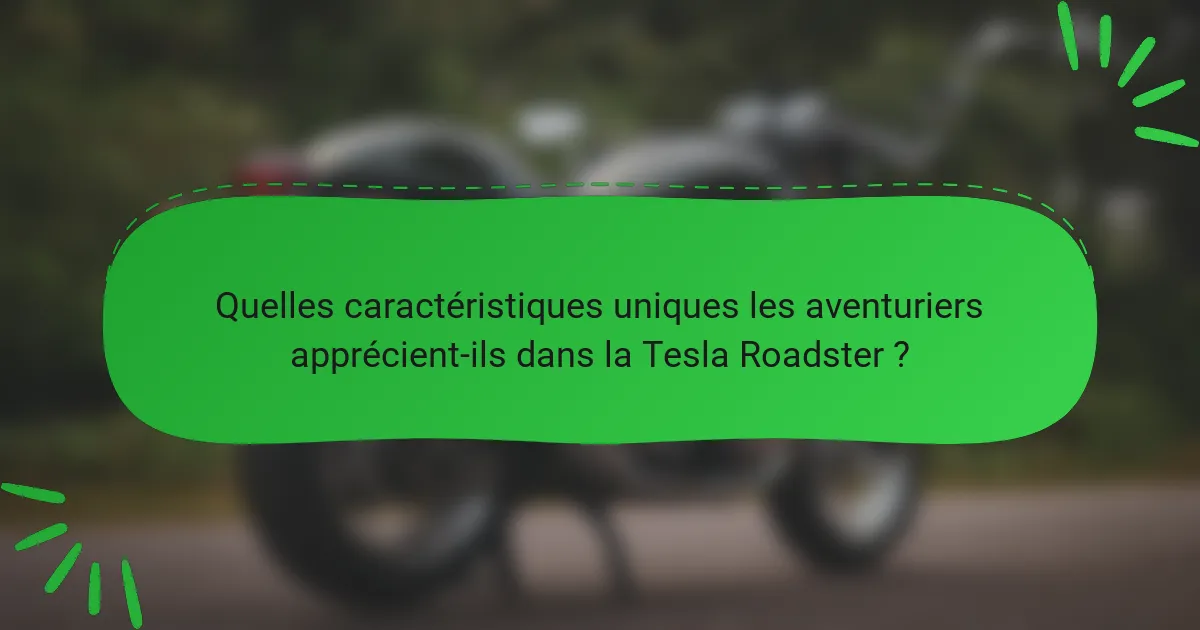 Quelles caractéristiques uniques les aventuriers apprécient-ils dans la Tesla Roadster ?