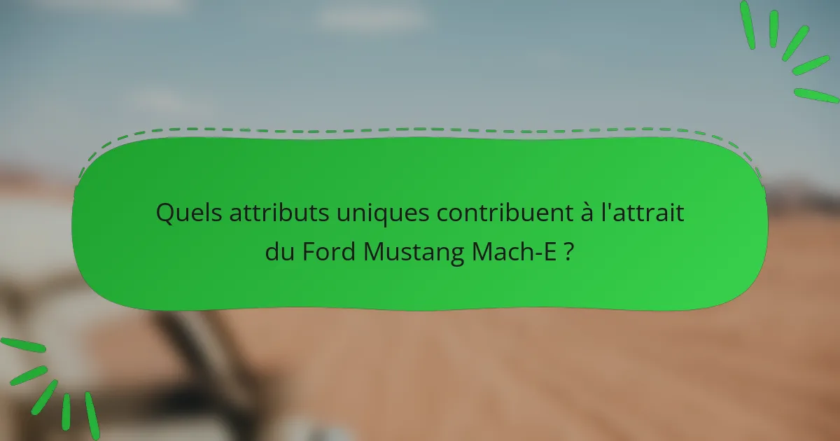 Quels attributs uniques contribuent à l'attrait du Ford Mustang Mach-E ?
